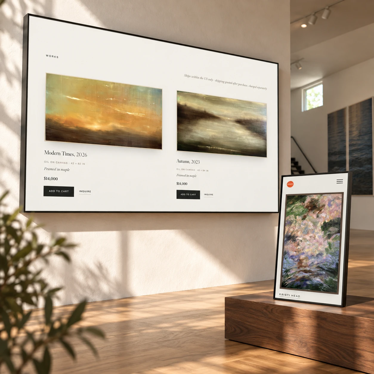 Interval Gallery website presented in an art-directed mockup