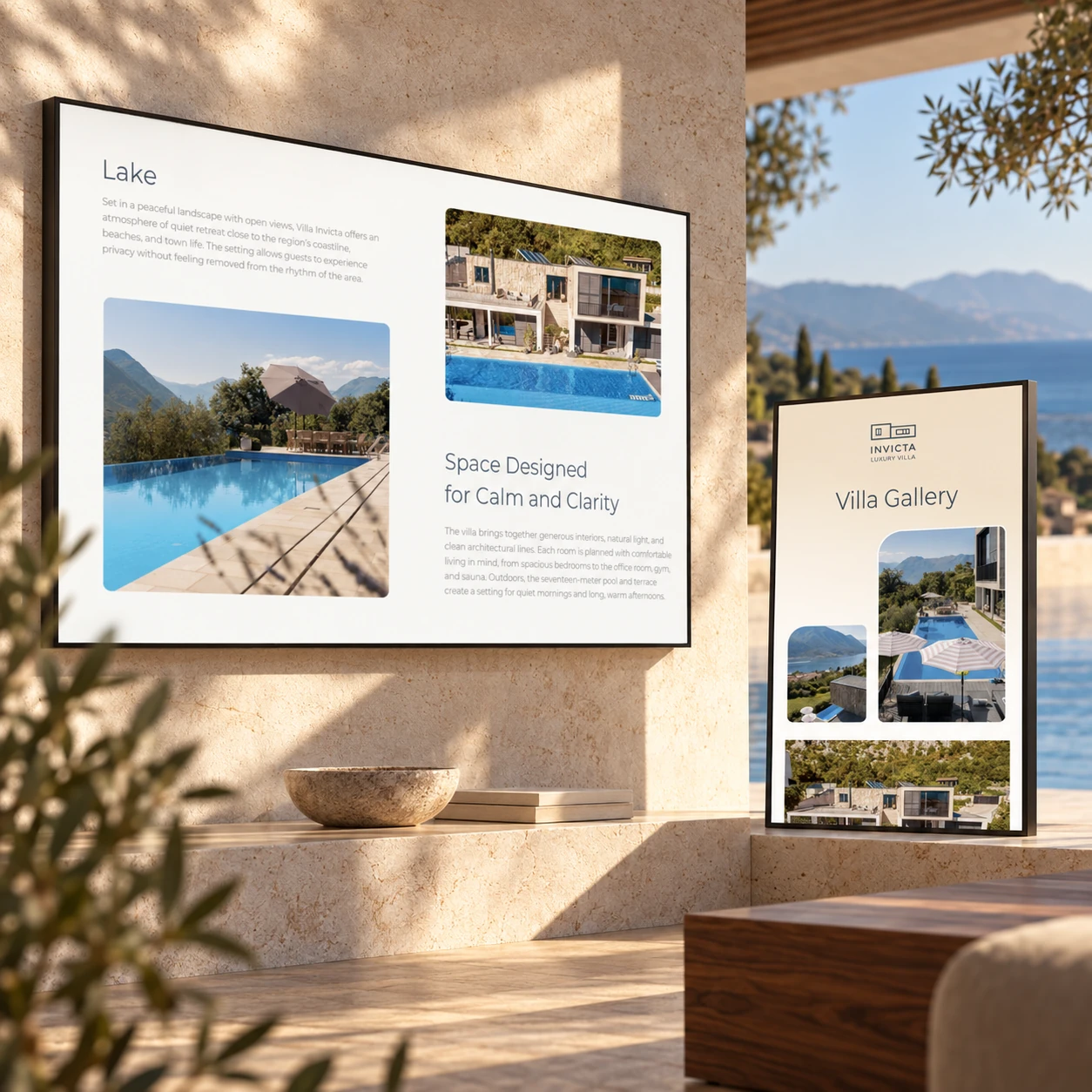 Villa Invicta website presented in an art-directed mockup